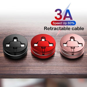 Câble rétractable compact multi USB lighting / mini usb / usb c